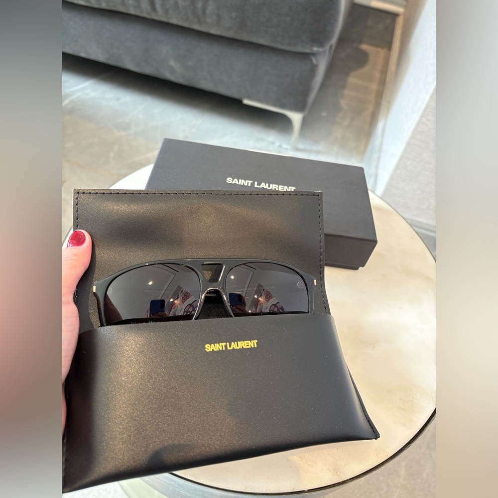 Saint Laurent Eyewear Aviator Sunglasses Unisex SL 596 Dune Acetate in Black - Picture 12 of 16